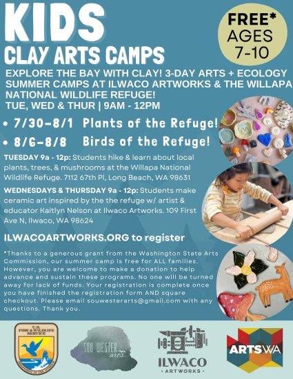 Kids Clay Art Camps @ Willapa National Wildlife Refuge & Ilwaco Artworks Community Clay Studio