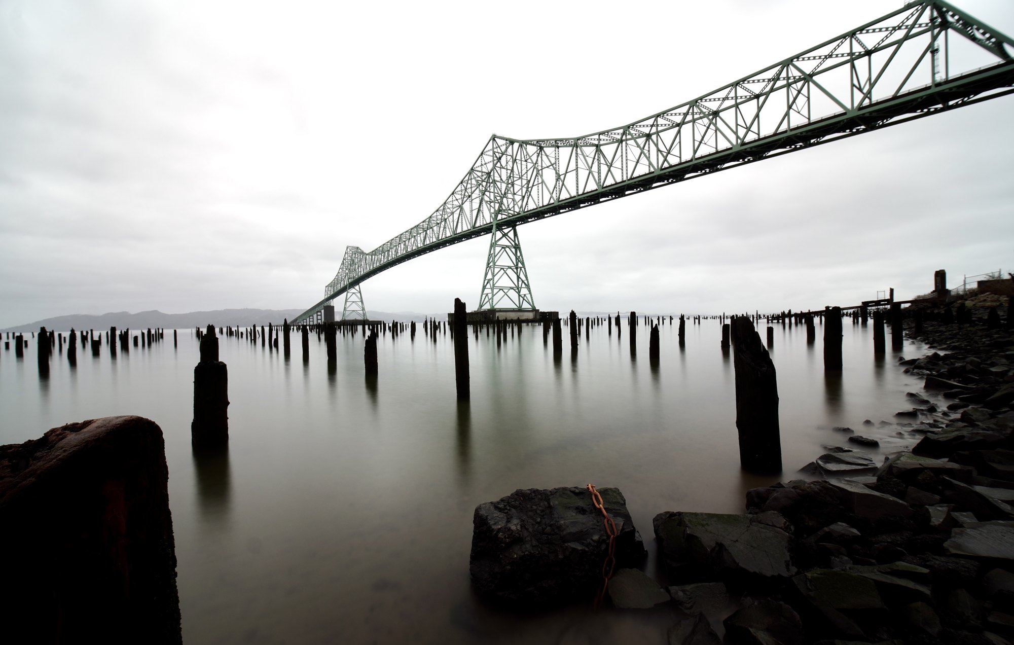 The Astoria-Megler Bridge crossing the Columbia River between Washington and Oregon
